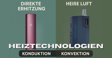 Grafische Gegenüberstellung, Unterschied der Heizmethode und Verdampfung bei Vaporizern: Konvektion Konduktion Kräuterverdampfer. Was ist die beste Methode um die Kräuterkammer, in eine Art und Weise zu verdampfen.