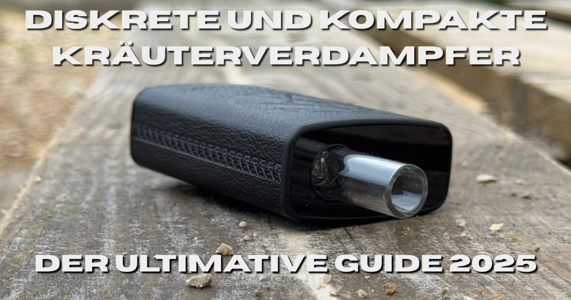 Flach gelegter diskreter Kräuterverdampfer auf Holztisch.