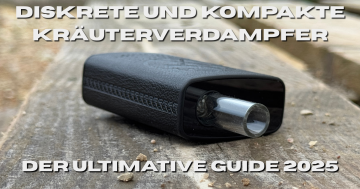Flach gelegter diskreter Kräuterverdampfer auf Holztisch.